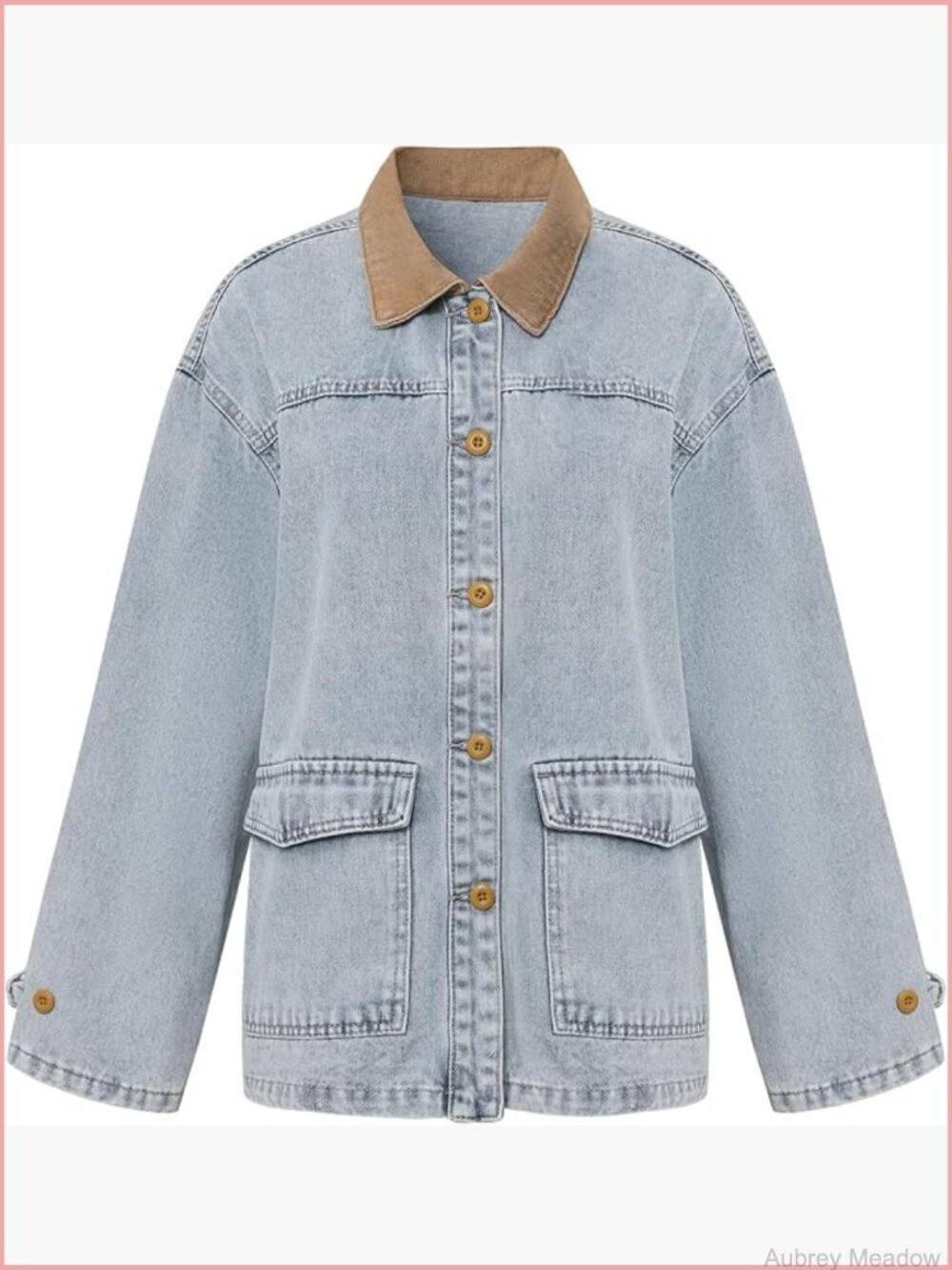 Denim Jacket Color Block Lapel Button Cardigan Relaxed Fit